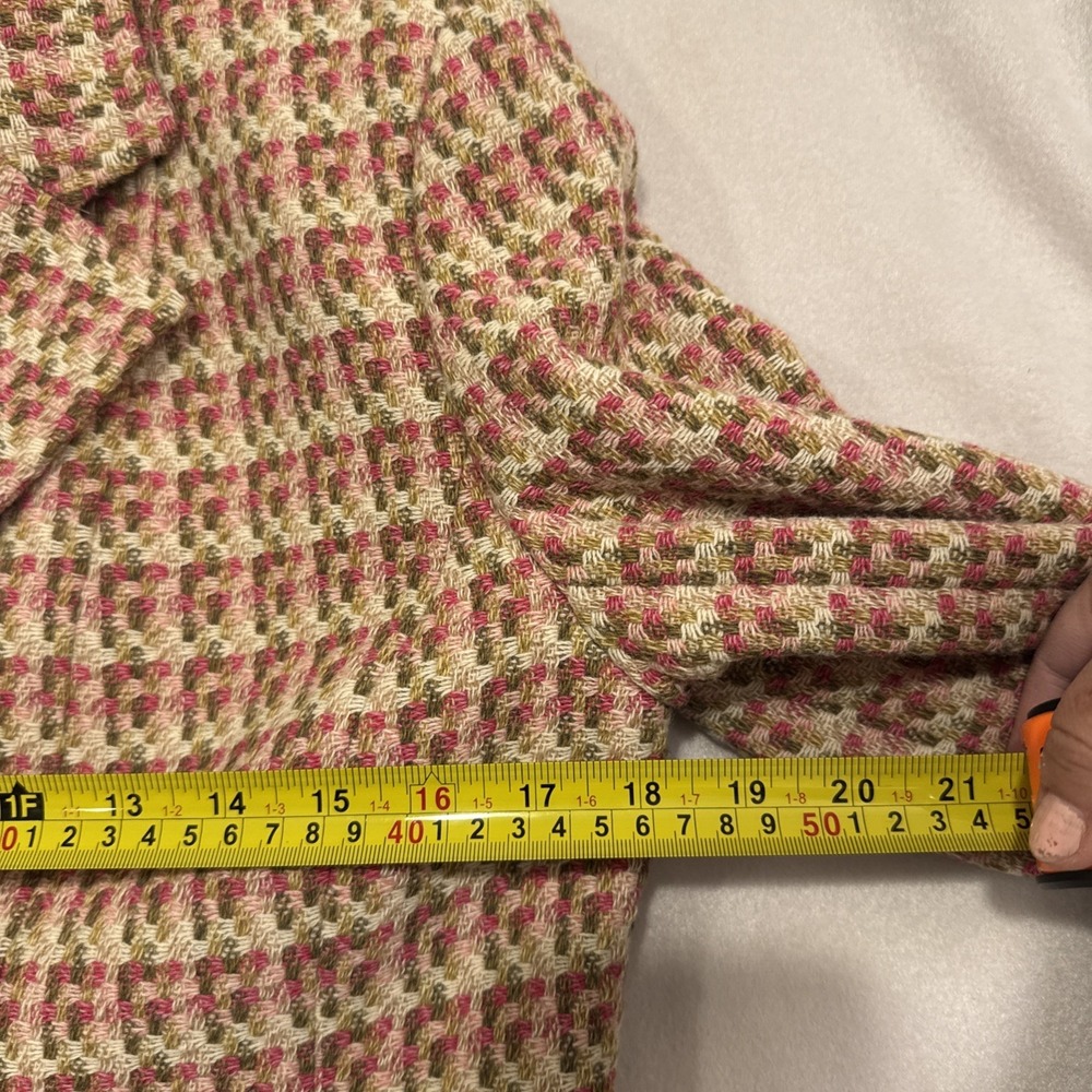 Talbot Women Tweed Wool Blazer Coat Italian Fabric Pink Plaid Sz 8 Petites USA - Picture 9 of 14